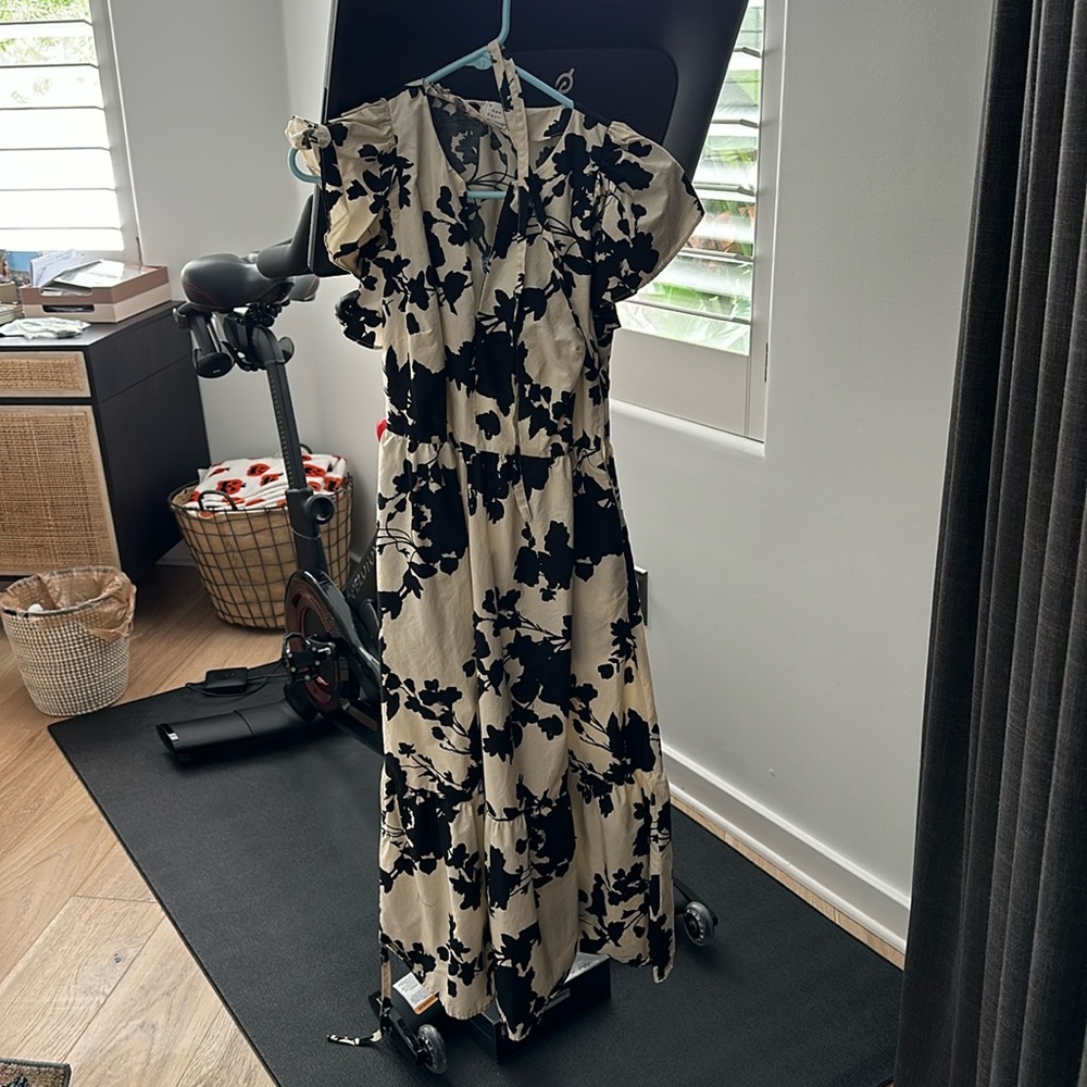 A New Day Black and Cream Floral Maxi Dress